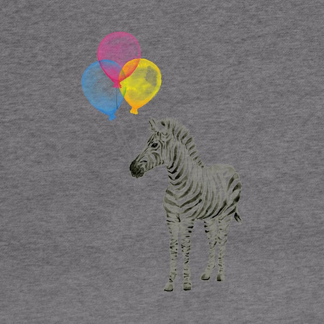 Zebra with Rainbow Balloons by Olechka